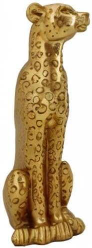 Cheetah Statue Gold Leopard Sculpture Home Decor Leopard Sculpture Resin Handmade Sitting Suitable for Living Room Table Center Bedroom Gift for Woman Father