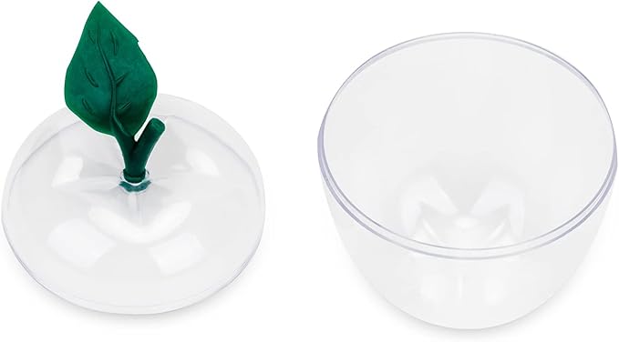 HANZE Large Clear Apple-Shaped Containers - Plastic Candy Toy Filling Jar for Holiday Decorations, Back To School Teacher Appreciation Gift, Merry Christmas and Happy New Year Gift Boxes - 2 Pack