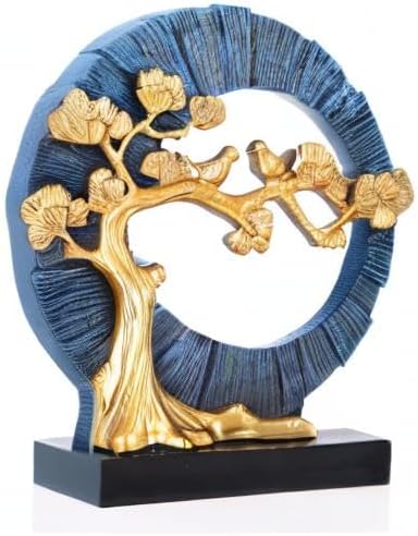 DOVDOV Gold Welcome Pine and Bird Statue Decor, Gold and Blue Home Decor, Bird Sculpture Home Decor for Bookshelves Office Shelves on Coffee Tables TV Cabinets Entryway Entryway Decor.