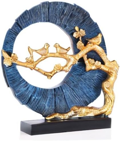 Gold Bird Statue Decor, Gold and Blue Home Decor, Bird Sculpture Home Decor for Bookshelf Office Shelf On Shelf Coffee Table TV Cabinet Entryway Entryway Decor.