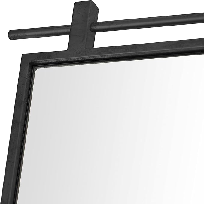 Black Bathroom Mirror 28" x 40" Matte Black Rustic Rectangle Metal Frame Barn Door Farmhouse Bathroom Vanity Mirror for Over Sink, Foyer Entryway Decor