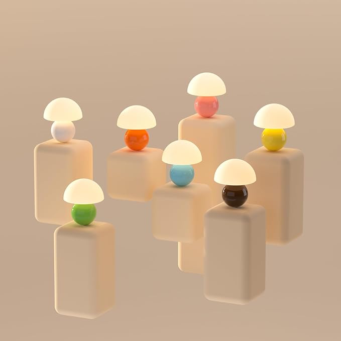 Mushroom Lamp Desk Lamp for Bedroom,Table Bedside Small Lamps for Living Room,Mushroom Decor Cute Mini Modern Mid Century Lamps for Night Stands,Aesthetic Home Living Room Decor(Yellow)