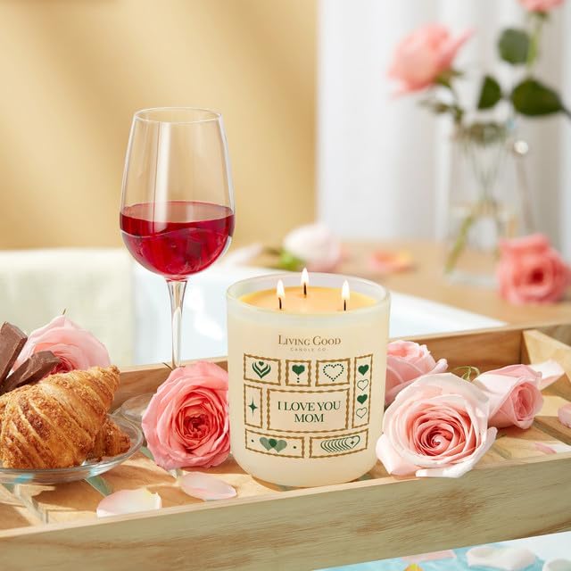 I Love You Mom - Mother’s Day Gift for Mom – Pure Beeswax Candle – Palo Santo & Bergamot – Essential Oils for Stress & Anxiety Relief, Aromatherapy – Non-Toxic, 90+ Hour Burn – 15 oz