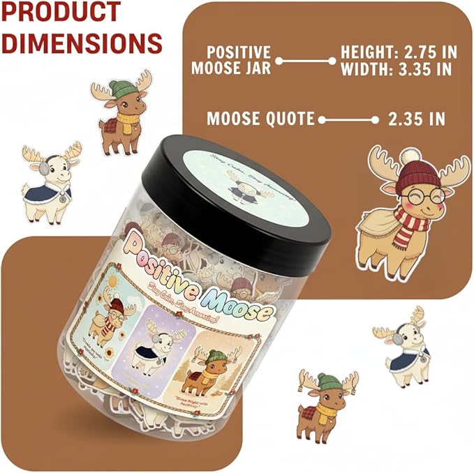 Positive Christmas Moose Jar with 60 Daily Affirmation Cards, Funny Emotional Support Gift for Men and Women, Cozy Christmas Gifts for Coworkers Teachers and Friends, Holiday Home or Office Decor
