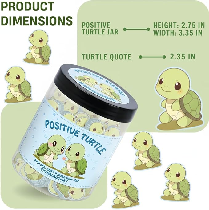 60 Positive Turtle Cards Jar, Emotional Support Affirmation Cards, Sea Turtle Gifts, Turtle Lover Gifts For Women, Teens, Friends, Coworkers, Christmas Turtle Decoration For Home Office