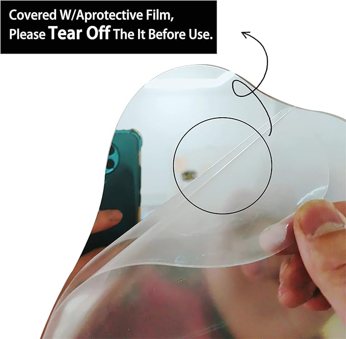 Acrylic Makeup Mirror for Desk with Stand Aesthetic Desk Decor Vanity Mirror Frameless Table top for Bedroom,Living Room and Minimal Spaces Room Decor (Baby Fat)