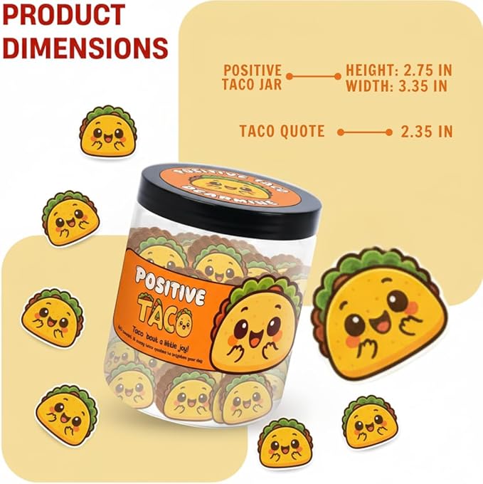 Positive Taco Jar – 60 Affirmation Cards Emotional Support Taco Gift, Taco Gifts for Taco Lovers, Birthday Gifts for Women