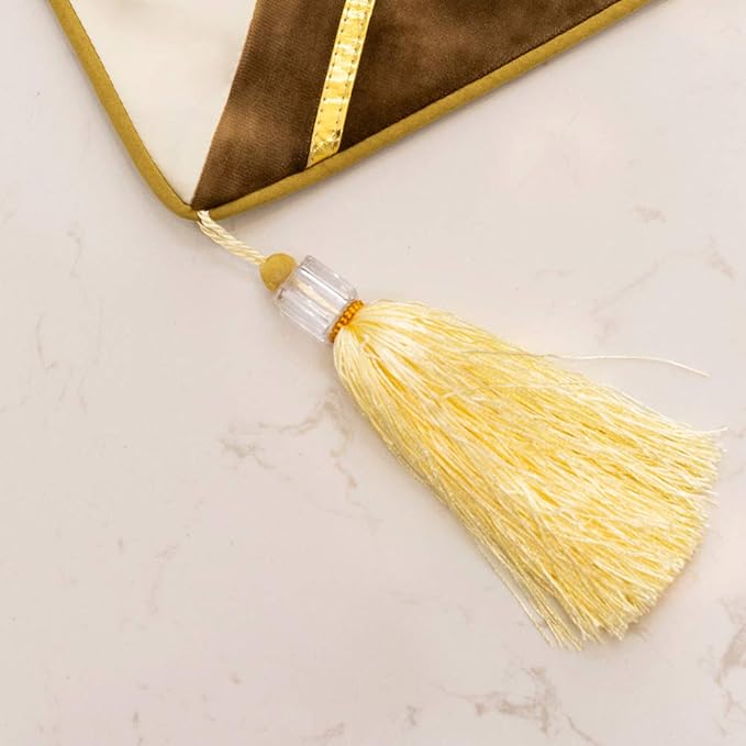 Avigers 12 x 108 Inch Decorative Luxury Brown White Gold Leather Striped Patchwork Velvet Table Runners with Tassels for Home Living Room Bedroom Art Decor Wedding