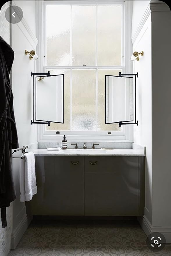 TEHOME Chrome Beveled Rectangle Pivot-N-View Bathroom Vanity Mirror Rotating Square Corner Tilting Mirror Corner Vanity, 14 x 22''