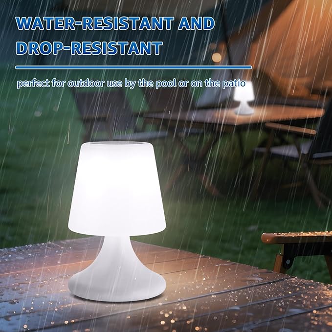 uuffoo 2 Pack Shower Lamp Cordless LED Table Lamp with Speaker Patio Outdoor Speaker with Lights RGB IP44 for Patio Pool Party Balcony Bathroom (Waterproof, Rechargeable)