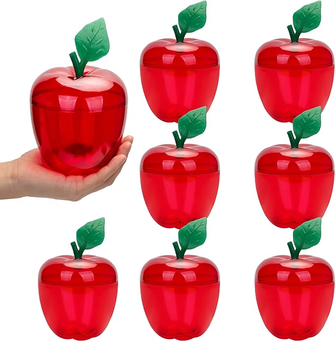 HANZE Large Red Apple Container, Apple Shaped Candy Toy Filling Containers Jar, Back To School Teacher Appreciation Gift, Wedding Party Ornaments Christmas Decorations Supplies Favors - 8 Pack