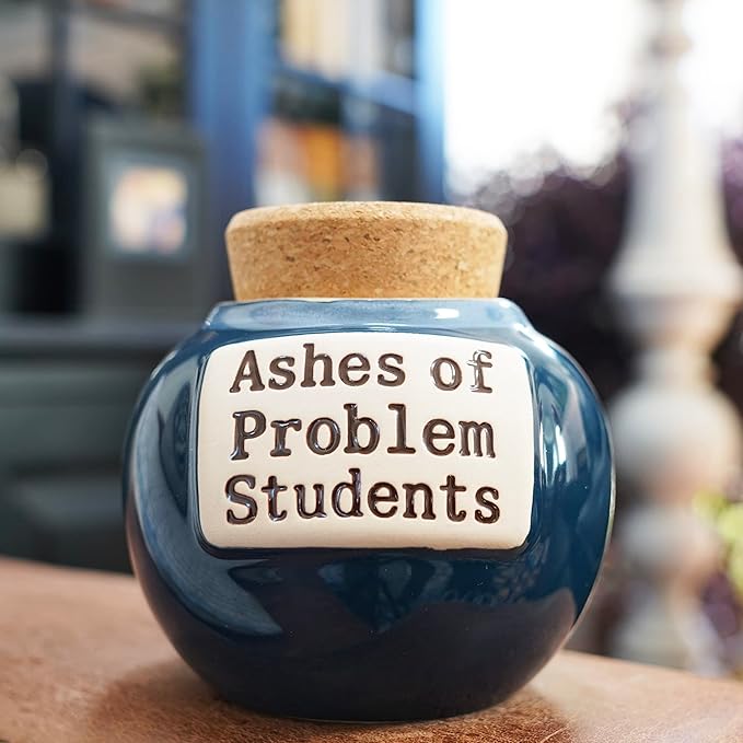 Cottage Creek Blue Ashes of Problem Students Ceramic Decorative Jar with Lid, Gifts for Women, Men - Home Decor, Candy Dish, Savings Box, Desk Decor for Teacher Appreciation
