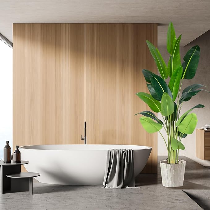 Artificial Bird of Paradise Plant 8Ft Fake Tropical Palm Tree with 18Trunks Faux Banana Leaf Trees in Pot for Home Indoor Outdoor Office Modern Decor Housewarming Gift(2Pcs)