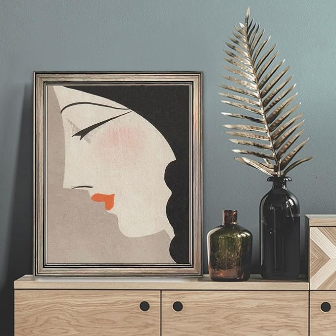 Framed Vintage Japanese Wall Decor Woman Portrait Oil Painting Asian Wall Art Home Decor Girl Room Decor