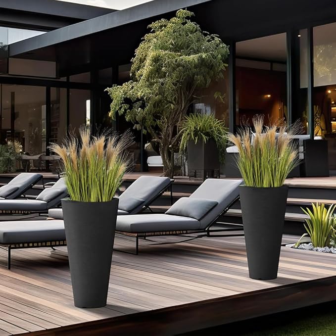 Melorca&Guilla Artificial Plants 6PCS 31.5“ Fake Tall Grass,Faux Plant,Tall Onion Faux Grass Plants,Artificial Greenery Shrubs Bushes for Garden Porch Window Box Shop Office Home Décor