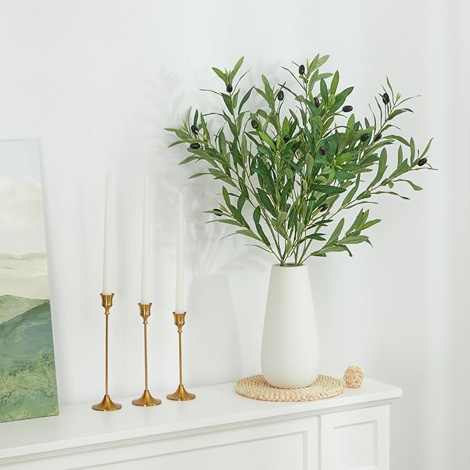 35 Inch Olive Branches for Vases Artificial Greenery Stems Faux Olive Tree Branch Home Decor 4PCS