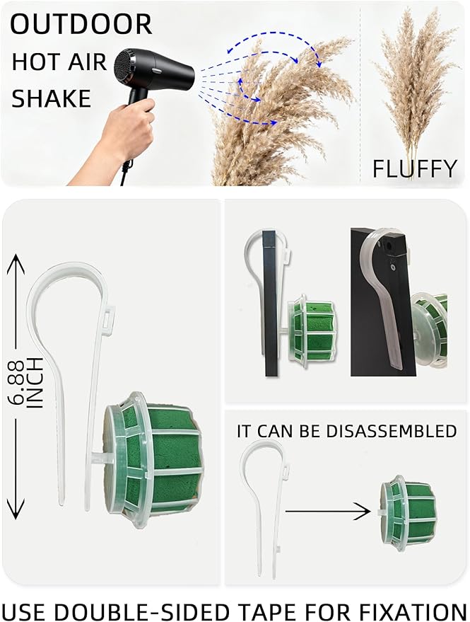 WILD AUTUMN Fluffy Boho Wall decor - DIY pampas grass kits,Decorative pampas cloud,Mirror Decorative,for Entryway Bedroom Living Room Bathroom House Warming Gifts New Home Essential - Need to assemble