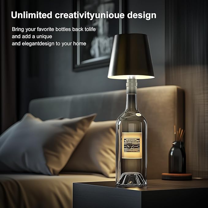 Wireless Bottle Lamp, 2025 New 3 Color Rechargeable Wine Bottle Lights for Bars Restaurants (Bronze, 1PC)