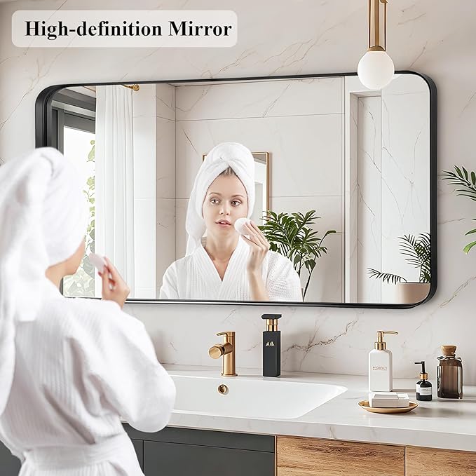 Fabuday Bathroom Wall Mirror Over Sink - 20x40 Inch Balck Framed Bathroom Mirrors for Vanity, Dresser, Large Black Matte Mirrors for Bedroom, Restroom, Farmhouse, Entryway Decor