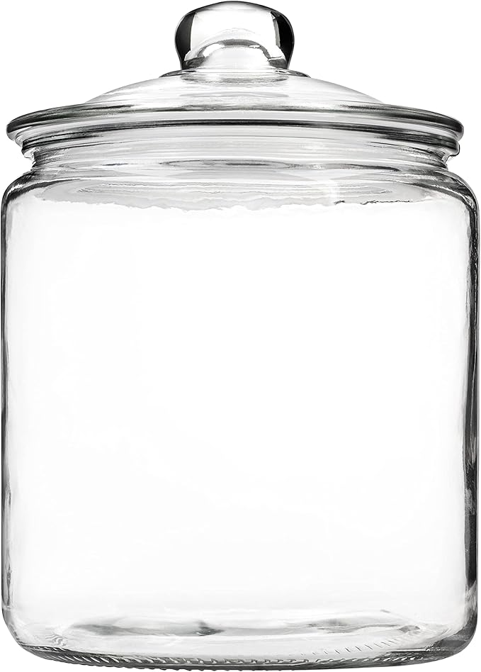 1 Gallon Glass Cookie Jar with Lid – Glass Jar with Lid - Airtight Food Storage Container for Cookies, Candy, Flour, Dog Treats – Clear Large Kitchen Jar for Pantry or Laundry Room