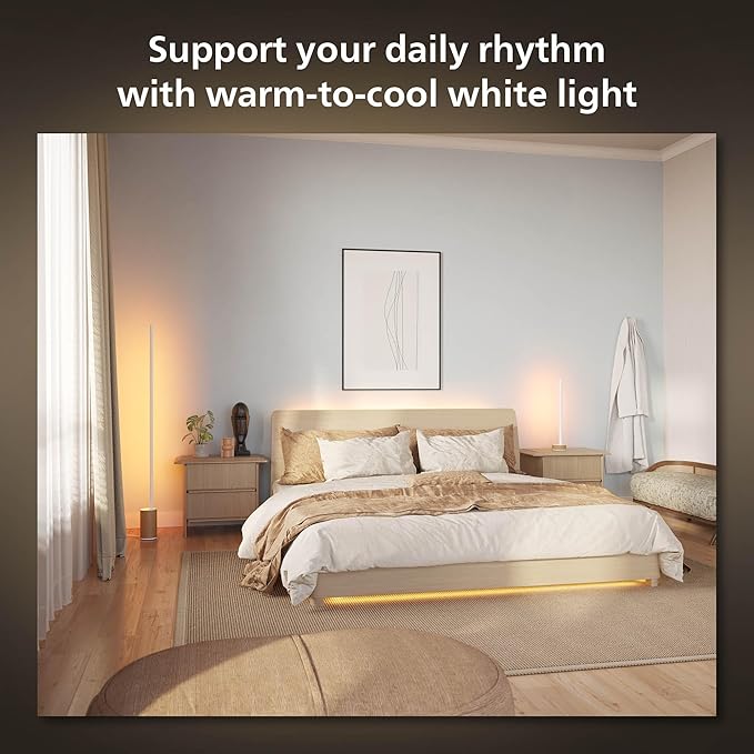 Philips Hue Signe Smart Color Changing Floor Lamp, Oak, White Color Ambiance, 1 Pack, Control with Hue App, LED Floor Lamp Compatible with Alexa, Google Assistant and Apple Homekit
