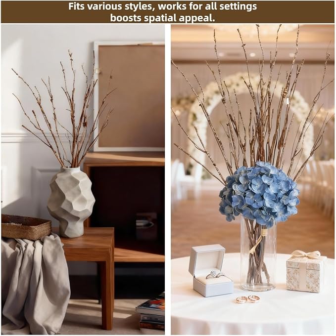 10PCS Lifelike Curly Willow Branches Decorative Dried Artificial Twigs, 25.9 Inches Fake Bendable Sticks Vintage Vines/Stems DIY Greenery Plants Craft Vases Home Garden Hotel Farmhouse Decor (10)