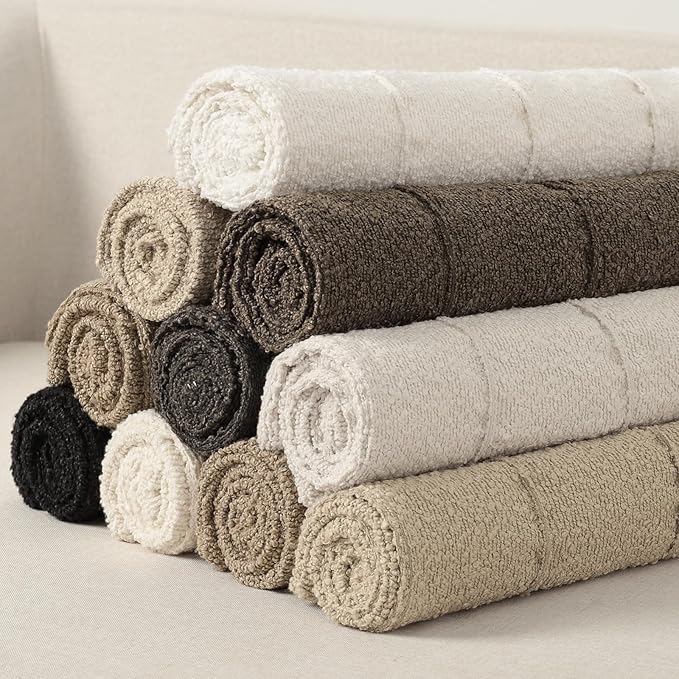 YCOLL Textured Boucle Throw Pillow Covers 18x18 Pack of 2 - Soft Neutral Striped Cushion Covers, Cozy Accent Decorative Pillow Covers for Couch, Sofa, Bed, Living Room (Beige)