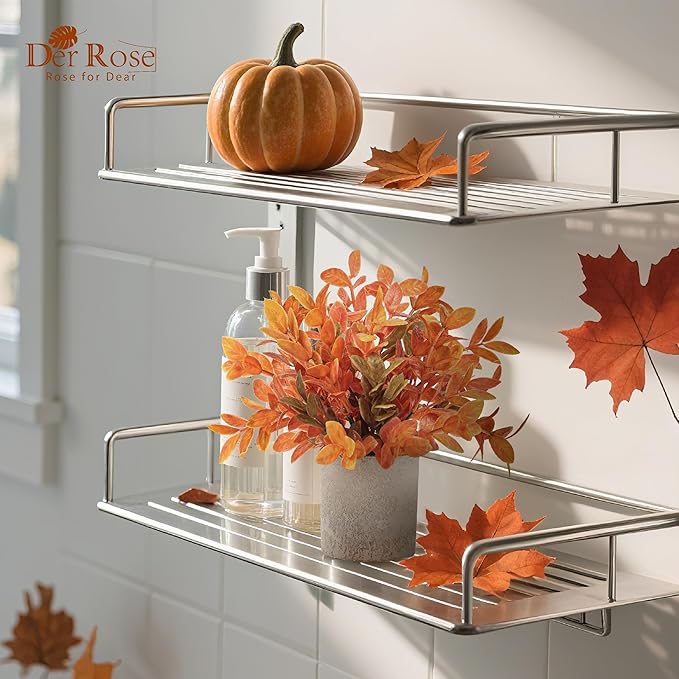 Der Rose 3 Pack Mini Potted Fake Plants Artificial Plastic Eucalyptus Plants Topiaries for Home Office Desk Farmhouse Shelf Room Bathroom Decor(Orange)