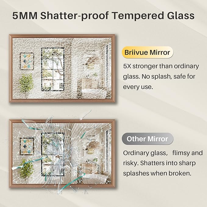 48x30 Inch Bathroom Mirror for Wall, Anti-Rust Walnut Wood Grain Metal Framed Bathroom Mirrors for Over Sink,Rectangler Mirrors for Bathroom Vanity, Farmhouse, Bedroom, Living Room, Entryway Decor