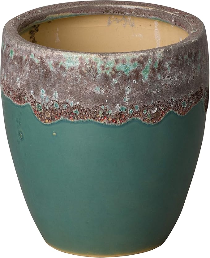 Emissary 8 in. Reef/Teal Ceramic Round Planter (8 in. L x 8 in. W x 9 in. H) with Drainage Hole