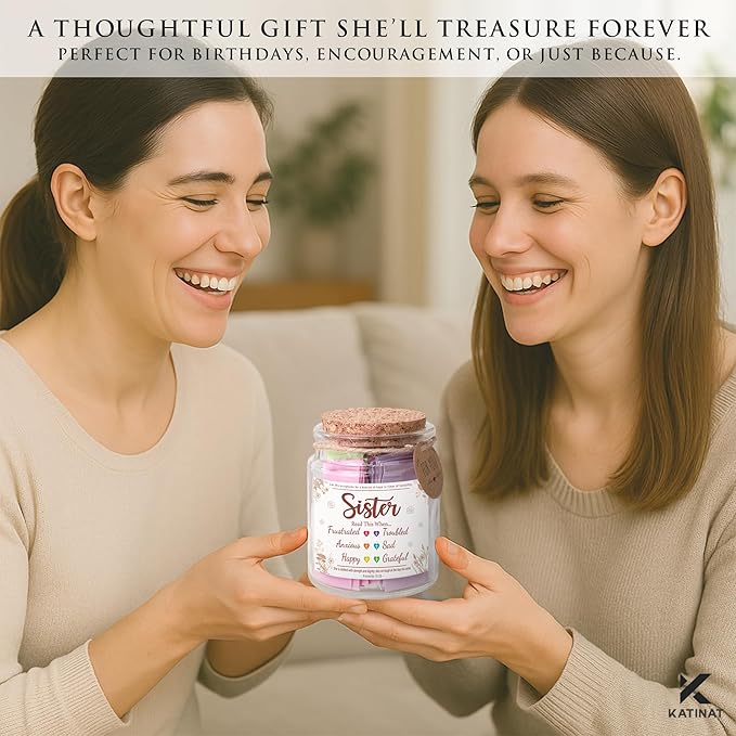 Bible Verse Jar for Sister – 92 Color-Coded Scriptures of Encouragement, Birthday and Christmas Gift for Sister, Christian Gifts for Women, Inspirational Jar, Meaningful Present from Sister