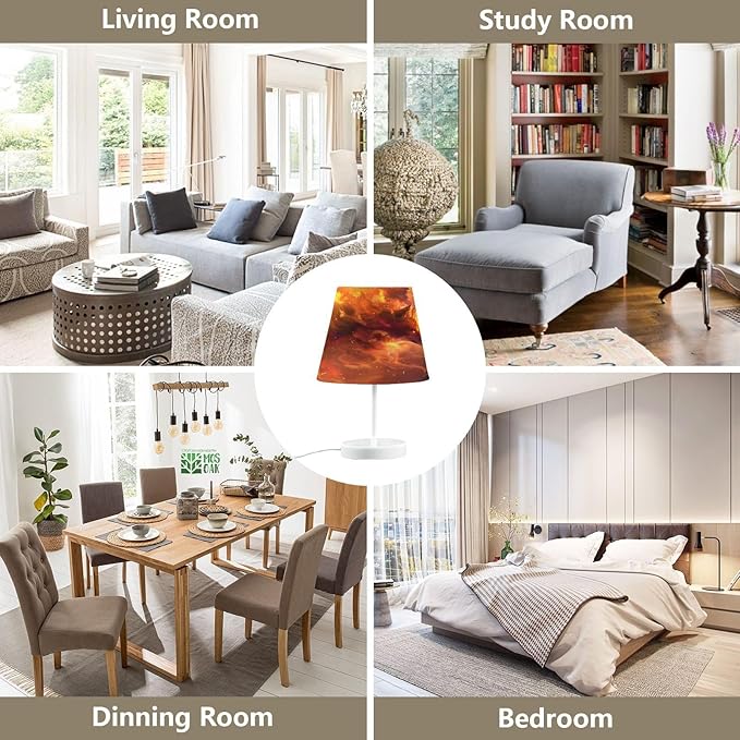 ALAZA Wolf Starry Sky Space Decor Bedside Table Lamp with USB Port 3 Color Temperatures LED Desk Lamp for Bedroom Office S