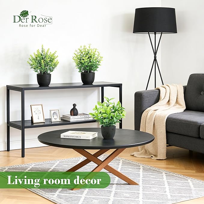 Der Rose 4 Pack Mini Artificial Plants Indoor in Pots Mixed Fake Plants Greenery Set for Black Bathroom Decor Shelf Counter Styling Office Desk Farmhouse Room Decor