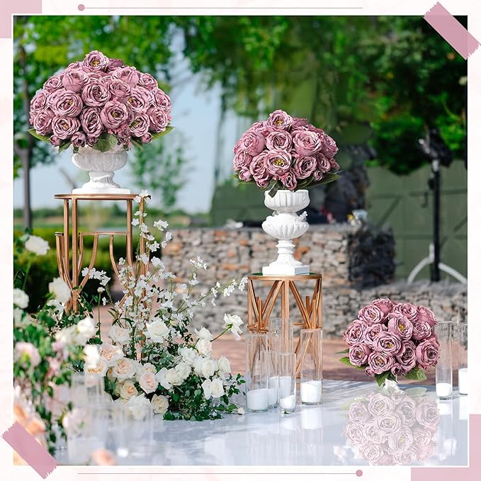 8 Bundles Artificial Peonies Flowers Boho Faux Flowers Arrangements Artificial Centerpiece Spring Bouquet Floral Wedding Decoration for Vase(Dark Purple)