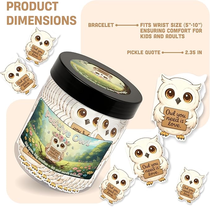 Positive Owl Jar With 60 Affirmation Cards β Emotional Support Owl Gifts For Women, Stress Relief And Daily Encouragement, Owl Themed Gifts, Office Decor For Women