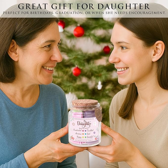 Bible Verse Jar for Daughter – 92 Encouraging Scriptures by Emotion, Christian Gift from Mom or Dad, Inspirational Jar for Teen Girls & Adult Daughter