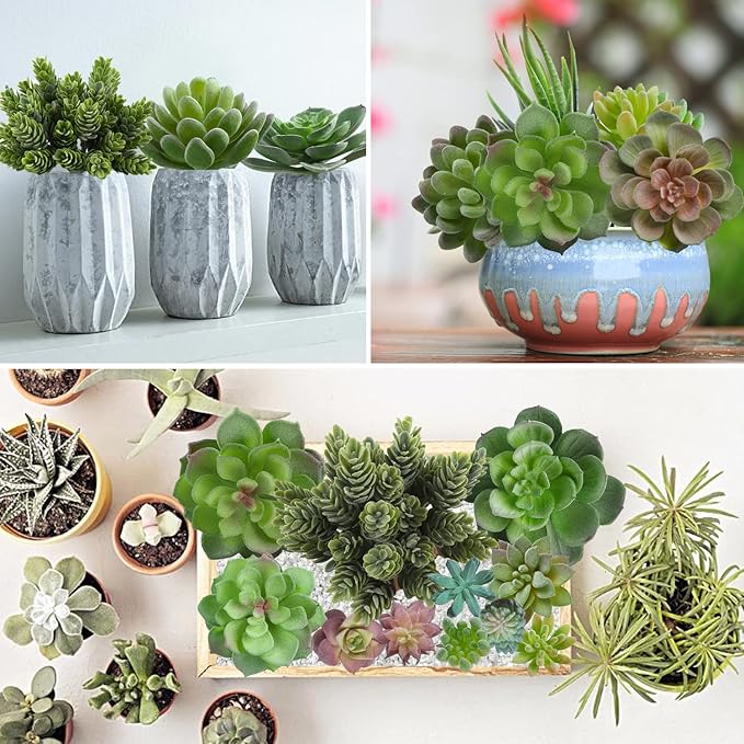 FOIMAS Artificial Succulent Plant,16pcs Large Faux Flocked Succulent Decor for Floral Wall Garden Arrangement Home Office Decoration,Unpotted