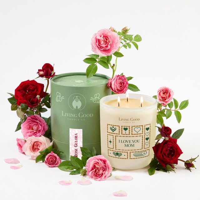 I Love You Mom - Mother’s Day Gift for Mom – Pure Beeswax Candle – Palo Santo & Bergamot – Essential Oils for Stress & Anxiety Relief, Aromatherapy – Non-Toxic, 90+ Hour Burn – 15 oz