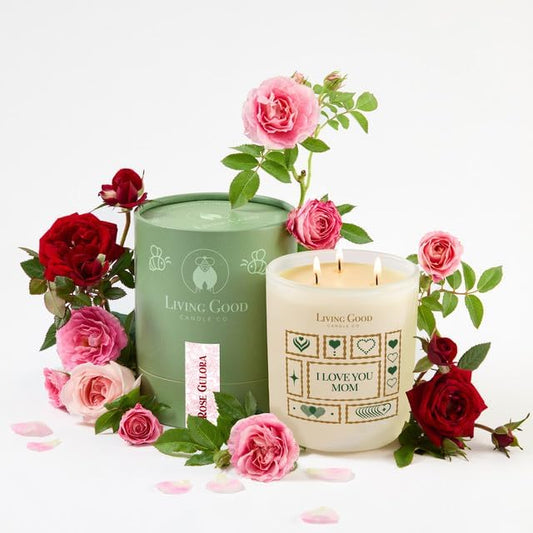 I Love You Mom - Mother’s Day Gift for Mom – Pure Beeswax Candle – Palo Santo & Bergamot – Essential Oils for Stress & Anxiety Relief, Aromatherapy – Non-Toxic, 90+ Hour Burn – 15 oz