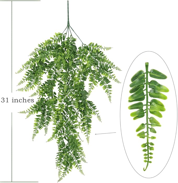 PASYOU Artificial Boston Ivy Plant, Fake Hanging Vines Plastic Plants Ferns Vine Faux UV Resistant Greenery for Indoor Outdoor Bathroom Decor Office Garden Party Wedding Baskets DIY Decoration 2 Pack