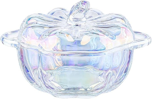 Crystal Glass Candy Jar with Lid,Glass Apothecary Jar Wedding Candy Buffet Jar Food Snack Bowl,Decorative Bowl for Home Decor