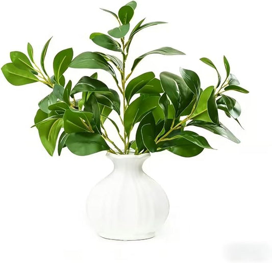 16" Artificial Branches in White Textured Ceramic Vase Lifelike Faux Greenery Table Centerpiece Modern Fake Plant for Home Office Desk Shelf Bedroom Bathroom Decor