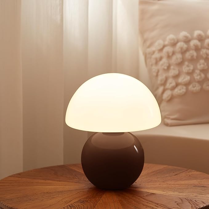 Mushroom Lamp Table Lamp for Bedroom,Desk Bedside Small Lamps for Living Room Night Stands,Mushroom Decor Cute Mini Modern Mid Century Lamps,Unique Aesthetic Home Living Room Decor(Coffee)