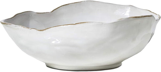 Serene Spaces Living Free-Form Glazed Ceramic Bowl with Sculpted Edge, Decorative Centerpiece for Table Styling, Modern Home Accent for Dining Table Mantel Shelf, 10.5" Diameter & 3.5" Tall