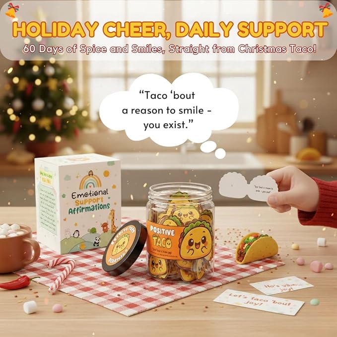 Positive Taco Jar – 60 Affirmation Cards Emotional Support Taco Gift, Taco Gifts for Taco Lovers, Birthday Gifts for Women