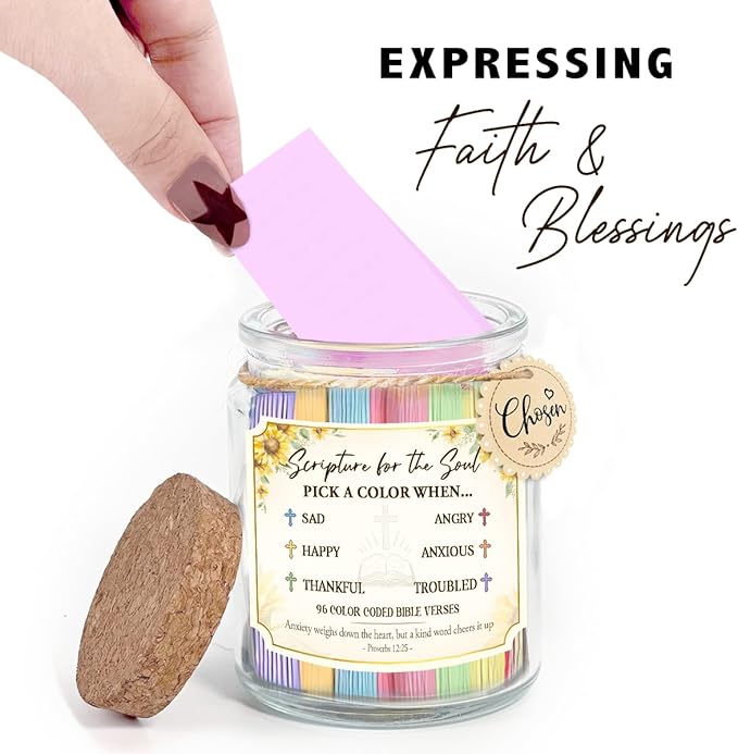 Inspirational Bible Verse Jar - Christian Christmas Gifts For Women, Men, Read Me When Prayer Jar, Religious Gifts for Mom, Sister, Family, Friends, Jesus Gift Ideas for Christmas, Birthday