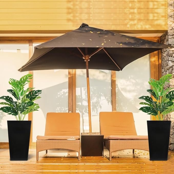 Melorca&Guilla Artificial Plants 2PCS 30“Large Fake Monstera Plants,Faux Tropical Palm Plant,Tall Artificial Tree Greenery Shrubs Bushes for Garden Porch Window Box Shop Office Home Décor