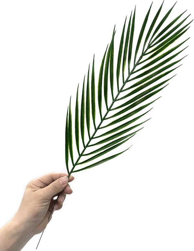 Artificial Tropical Palm Leaves Stems 12 Pcs, Fake Monstera Plants Areca Leaf Plants Faux Greenery Bushes Realistic Farmhouse Plant for Home Kitchen Garden Bathroom Decor Outdoor Indoor Decoration