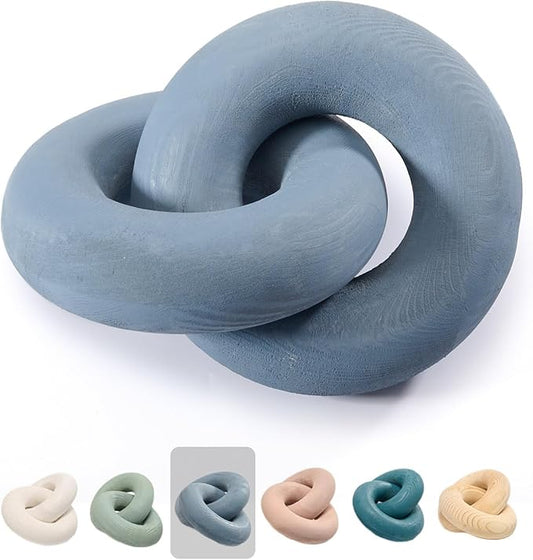 Wood Knot Decor Chain Link - Coffee Table Shelf Office Entryway Decorative Object Wooden Knot Sculpture Rustic Accents Modern Boho Celtic Home Living Room Farmhouse