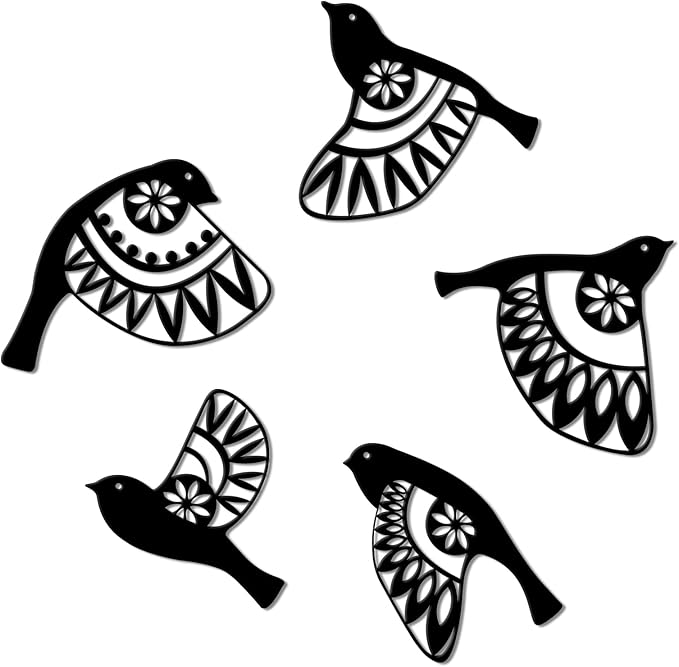 Metal Bird Wall Art for Bathroom - Farmhouse Rustic Flying Birds Wall Decor Arts - Folk Scandinavian Great Gift Home Decor for Indoor Outdoor Yard (Black）